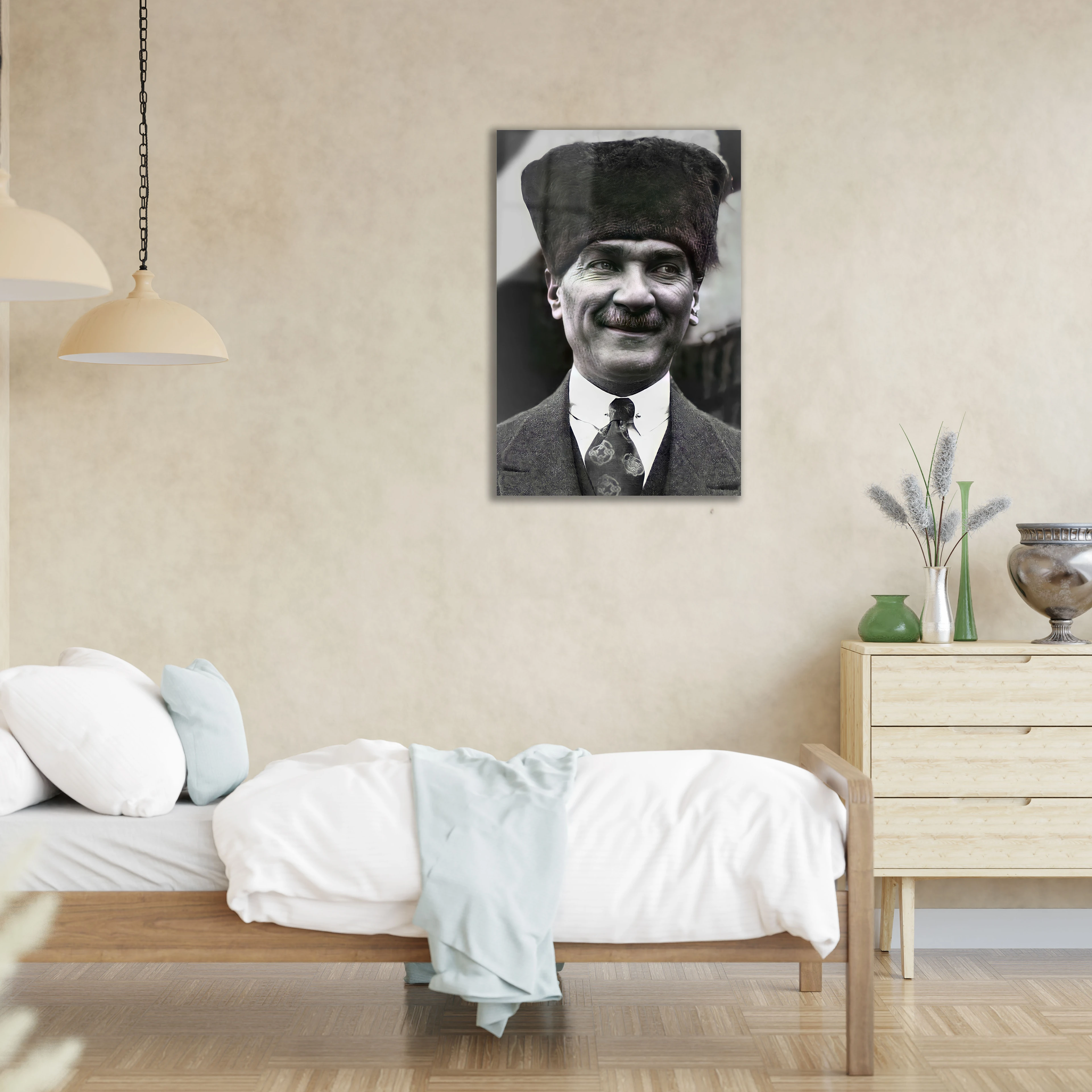 Atatürk Gülümserken Cam Tablo